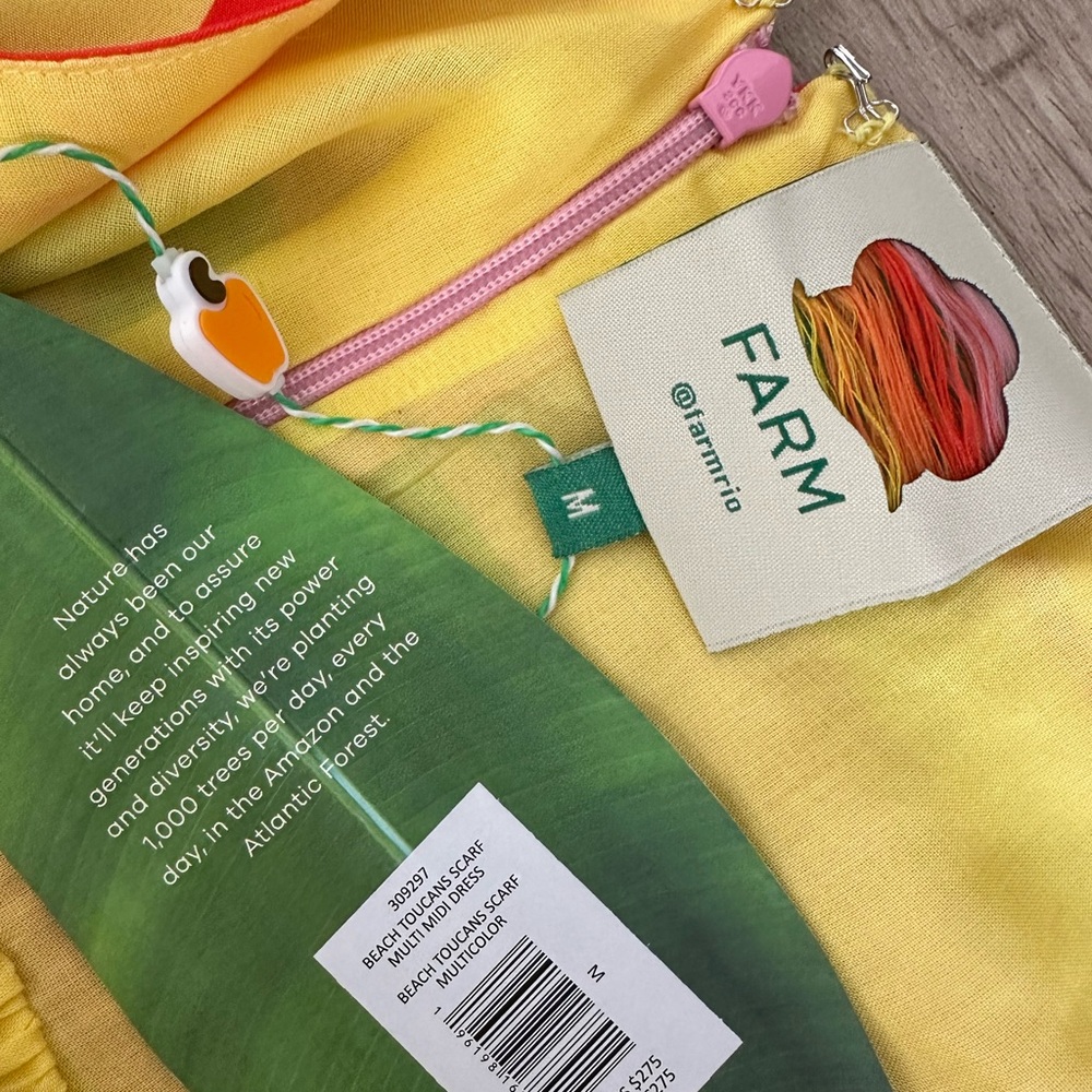 NWT Farm Rio Beach Toucans Scarf MIDI dress- multicolor - Picture 10 of 11